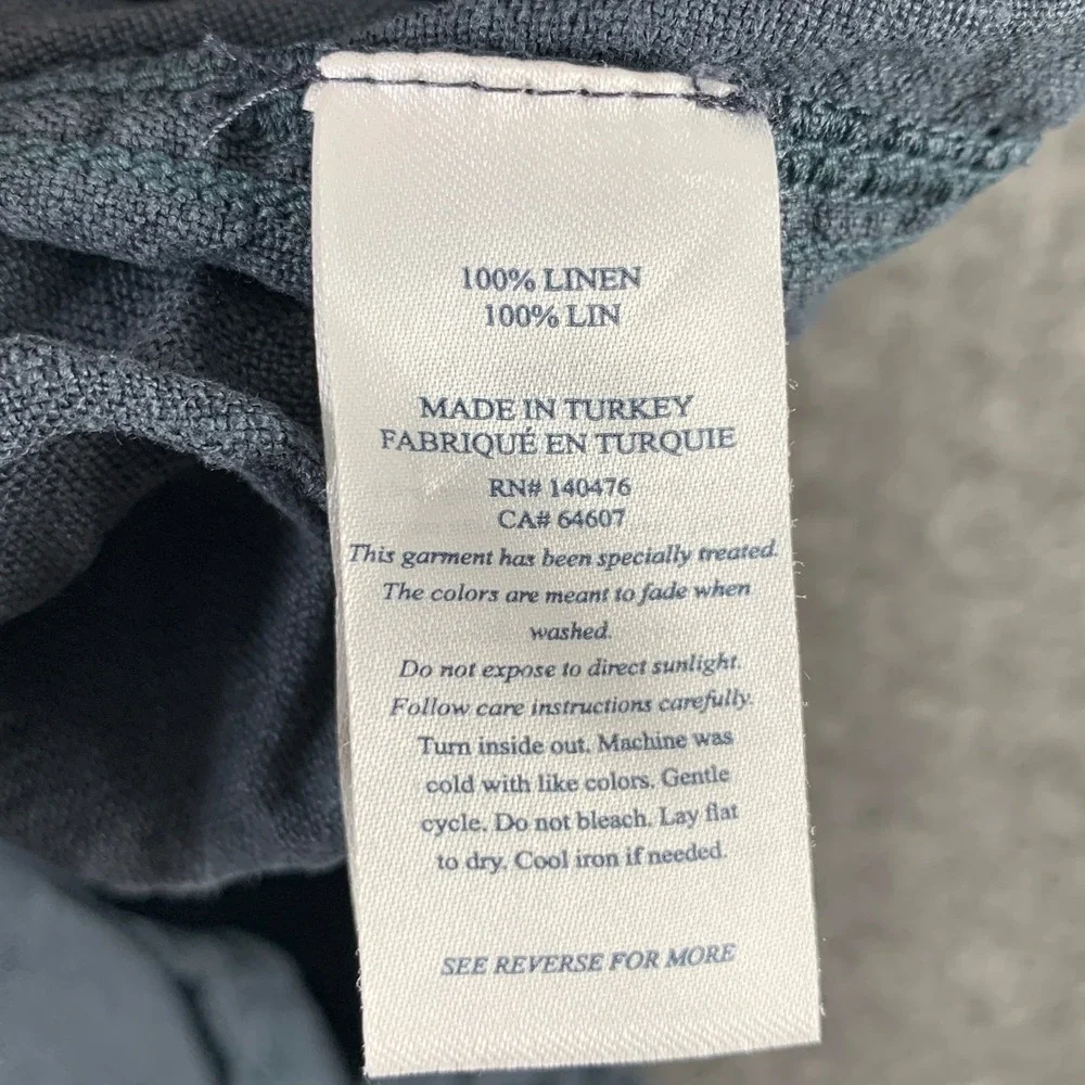 Faherty Linen Pants Men Large Blue Pull On Drawstring Preppy Modern